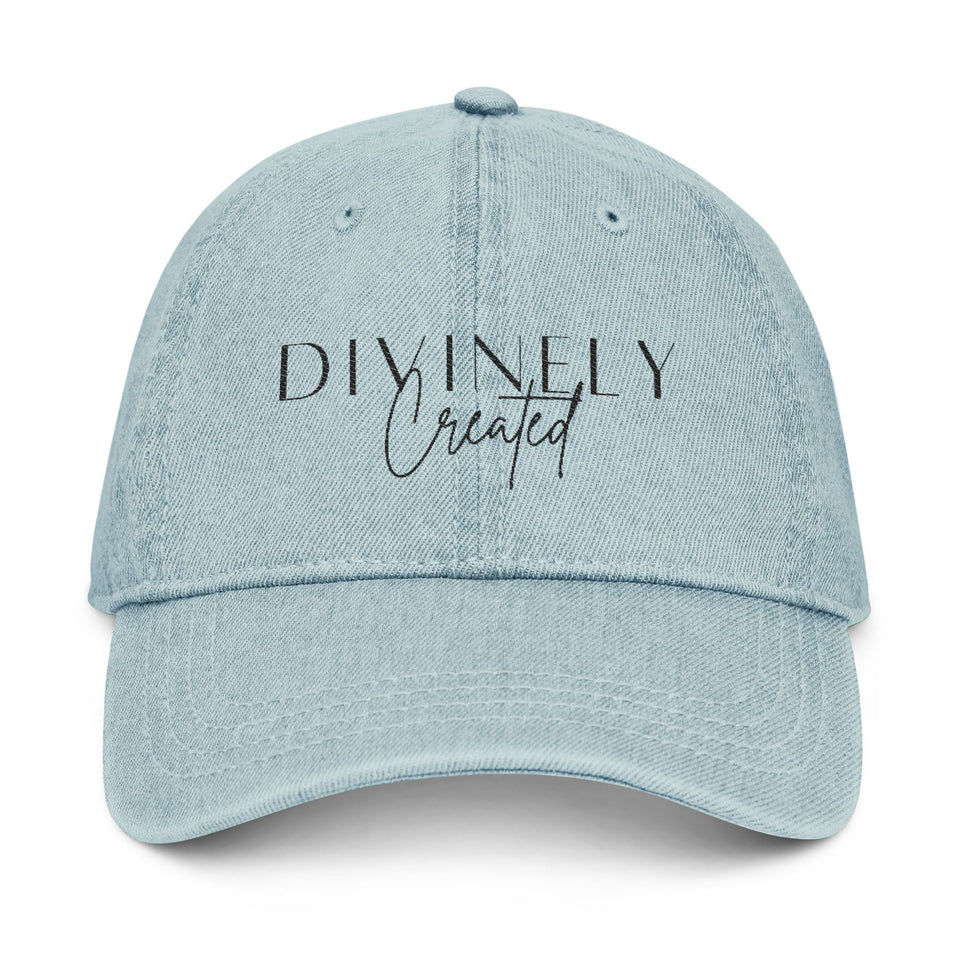 Divinely Created Denim Hat - Embroidered Adjustable Cap